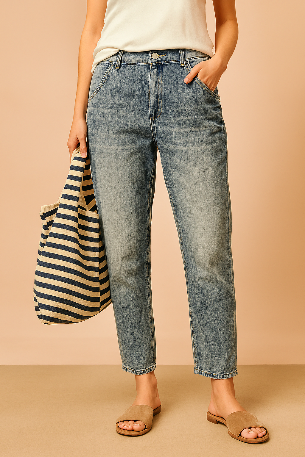 Plus Size Pants Women, Tapered Loose Trousers for Everyday and Casual Wear, Relaxed Elastic Waist Comfort, Light Blue, Sizes L to 4XL, Sayreene