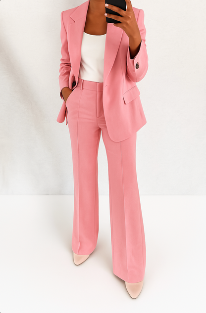 Two Piece Set Women, Blazer and Wide Leg Pants Co Ord for Work and Events, Tailored Smart Casual Fit, Six Colours, Sizes S to 5XL, Sayreene