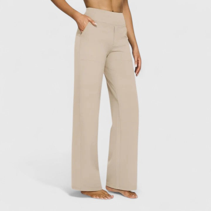 Work Pants Women Tailored, High Waisted Office Trousers with Pockets, Wide Waistband Crease Resistant, Eight Colours, Sizes S to 2XL, Sayreene