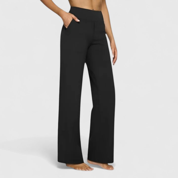 Work Pants Women Tailored, High Waisted Office Trousers with Pockets, Wide Waistband Crease Resistant, Eight Colours, Sizes S to 2XL, Sayreene