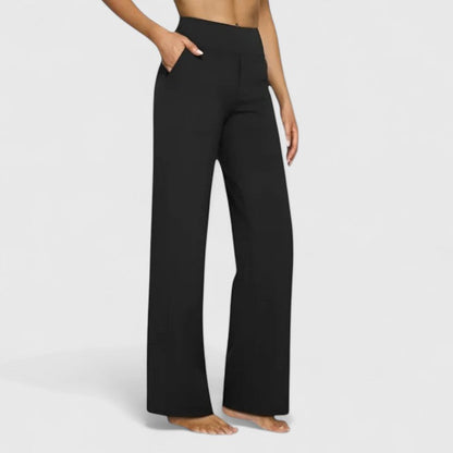 Work Pants Women Tailored, High Waisted Office Trousers with Pockets, Wide Waistband Crease Resistant, Eight Colours, Sizes S to 2XL, Sayreene