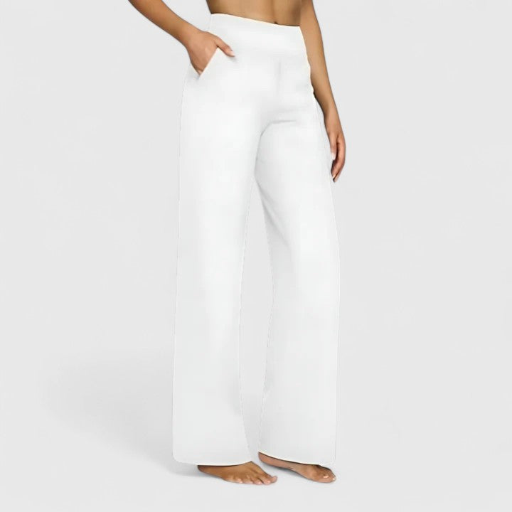 Work Pants Women Tailored, High Waisted Office Trousers with Pockets, Wide Waistband Crease Resistant, Eight Colours, Sizes S to 2XL, Sayreene