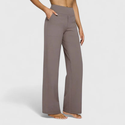 Work Pants Women Tailored, High Waisted Office Trousers with Pockets, Wide Waistband Crease Resistant, Eight Colours, Sizes S to 2XL, Sayreene