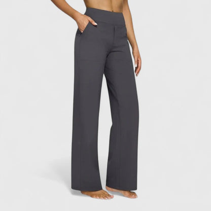 Work Pants Women Tailored, High Waisted Office Trousers with Pockets, Wide Waistband Crease Resistant, Eight Colours, Sizes S to 2XL, Sayreene
