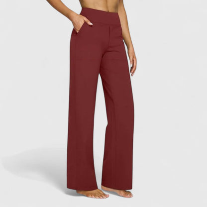 Work Pants Women Tailored, High Waisted Office Trousers with Pockets, Wide Waistband Crease Resistant, Eight Colours, Sizes S to 2XL, Sayreene