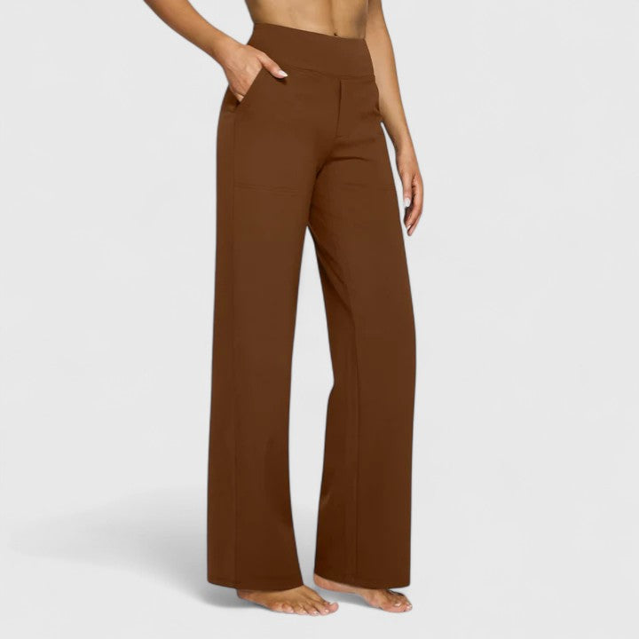 Work Pants Women Tailored, High Waisted Office Trousers with Pockets, Wide Waistband Crease Resistant, Eight Colours, Sizes S to 2XL, Sayreene