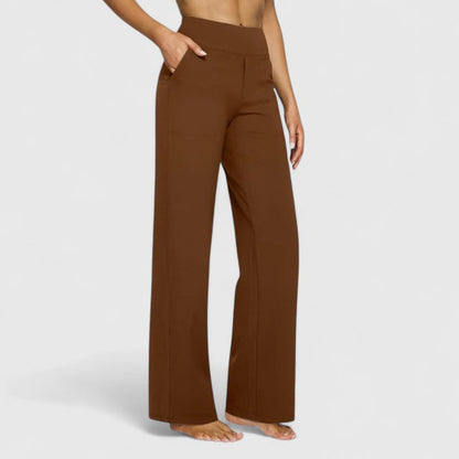 Work Pants Women Tailored, High Waisted Office Trousers with Pockets, Wide Waistband Crease Resistant, Eight Colours, Sizes S to 2XL, Sayreene