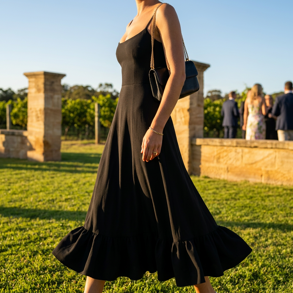 Liviana maxi dress side profile in motion