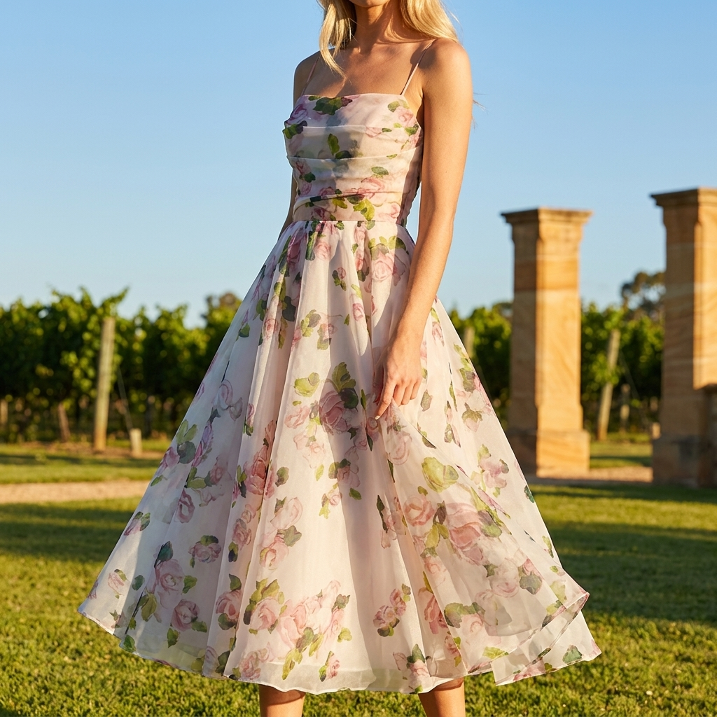 Mirabelle floral midi dress three quarter view