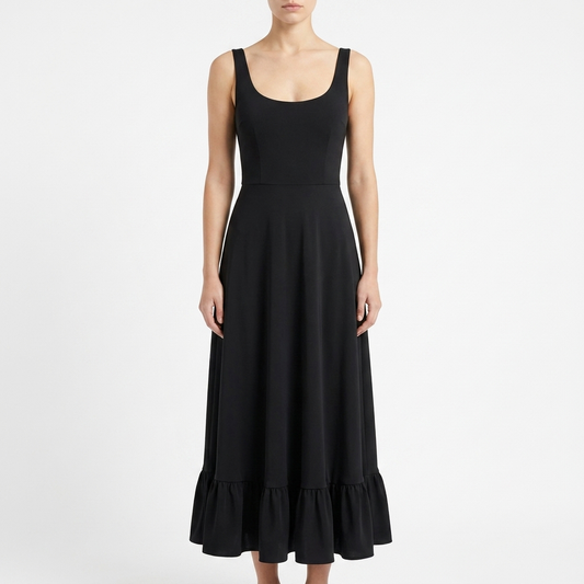 Liviana sleeveless scoop neck maxi dress on white