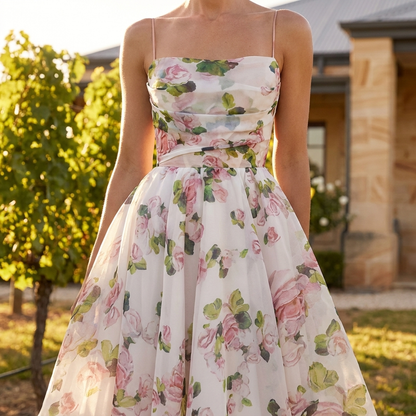 Mirabelle floral midi dress bodice and print detail