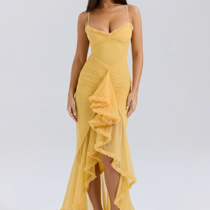 Rosalind ruched maxi dress on white