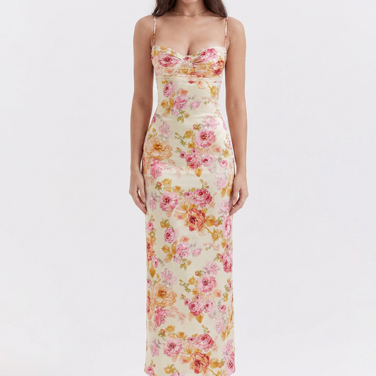 Elowen floral sweetheart maxi dress on white