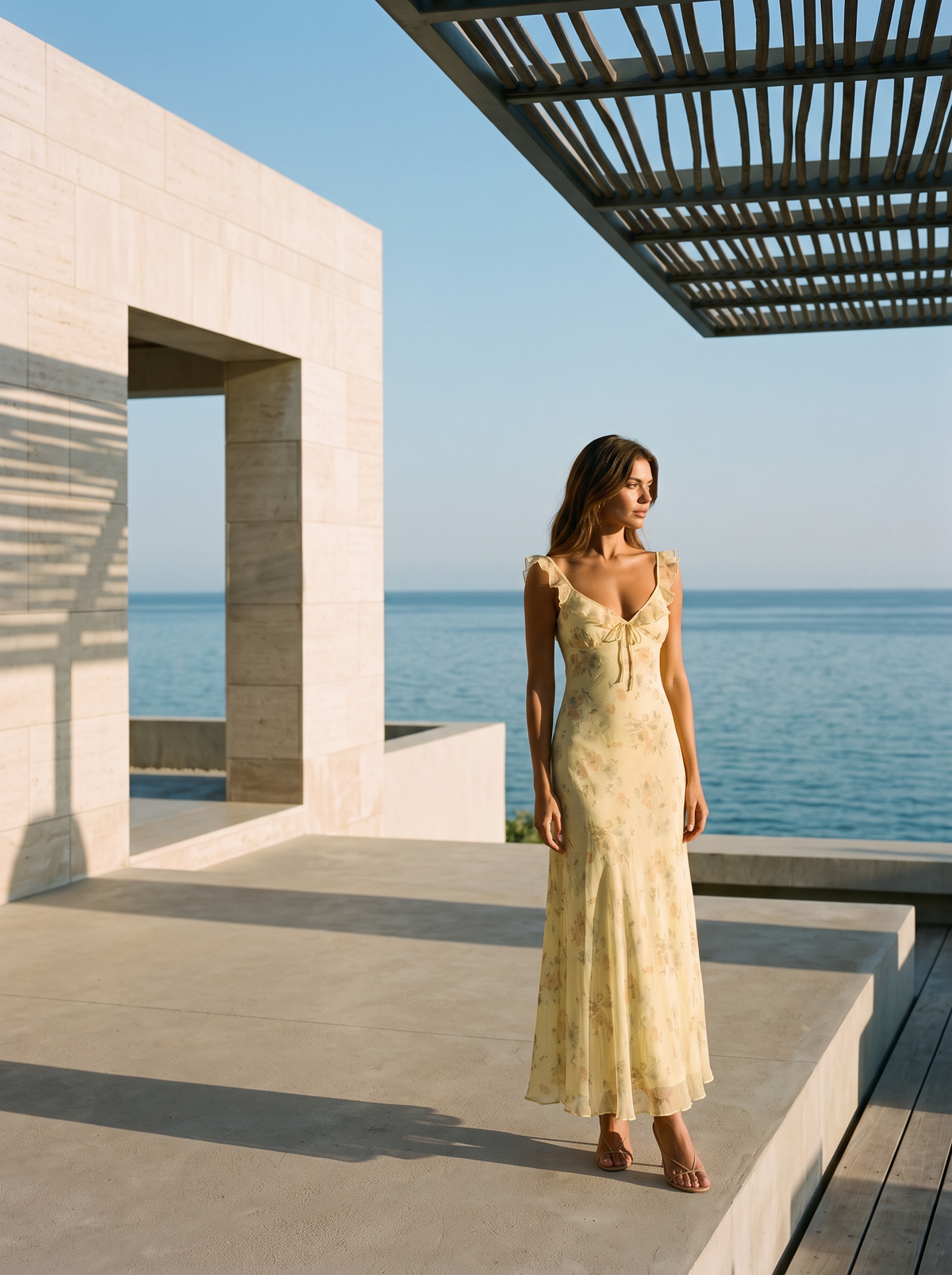 Floral Maxi Plunge Dress editorial image