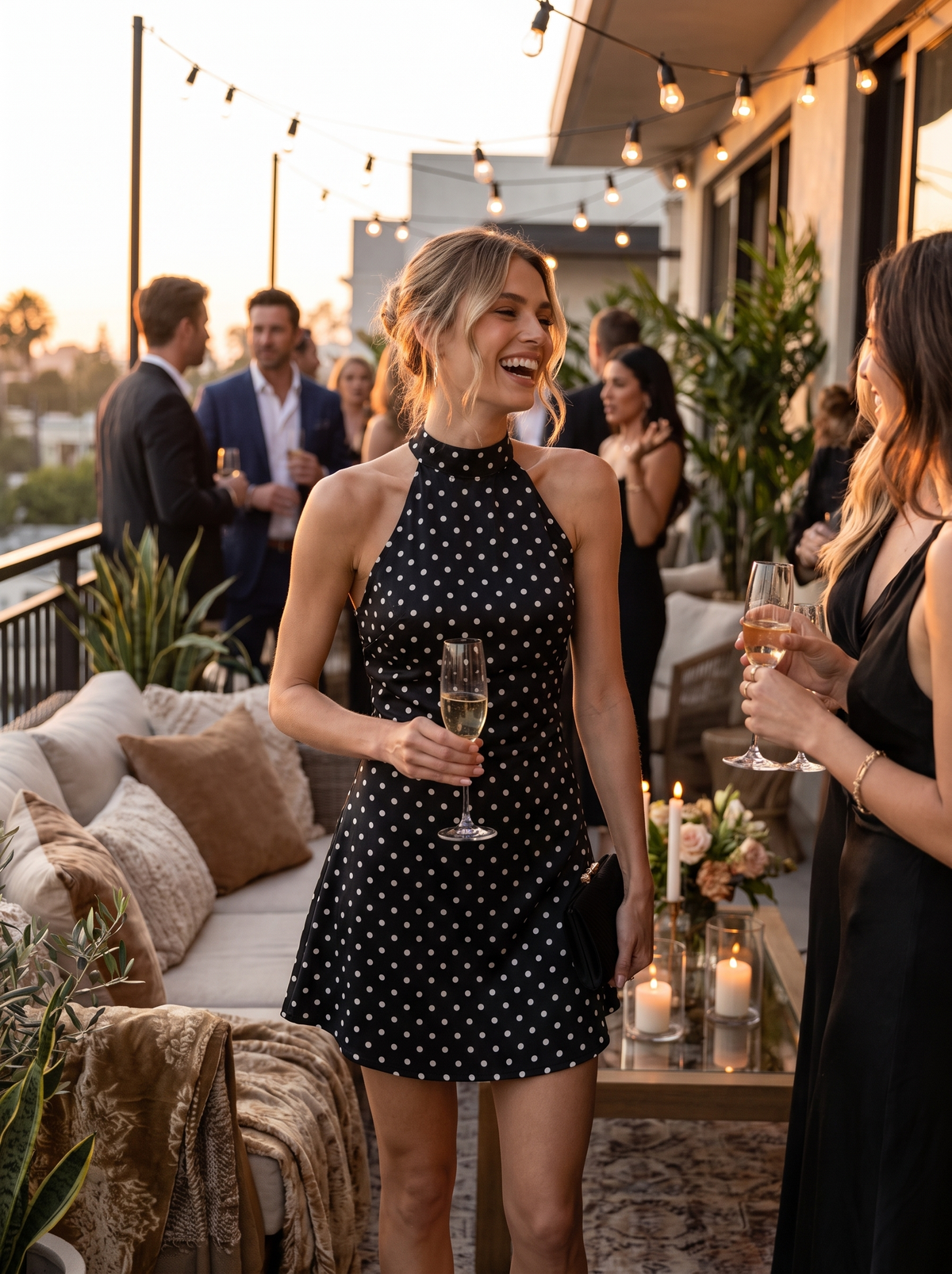 Polka Dot Halter Mini Dress lifestyle hero image