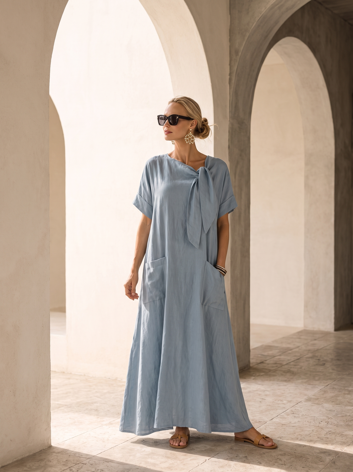 Tie Neck Summer Dress editorial image