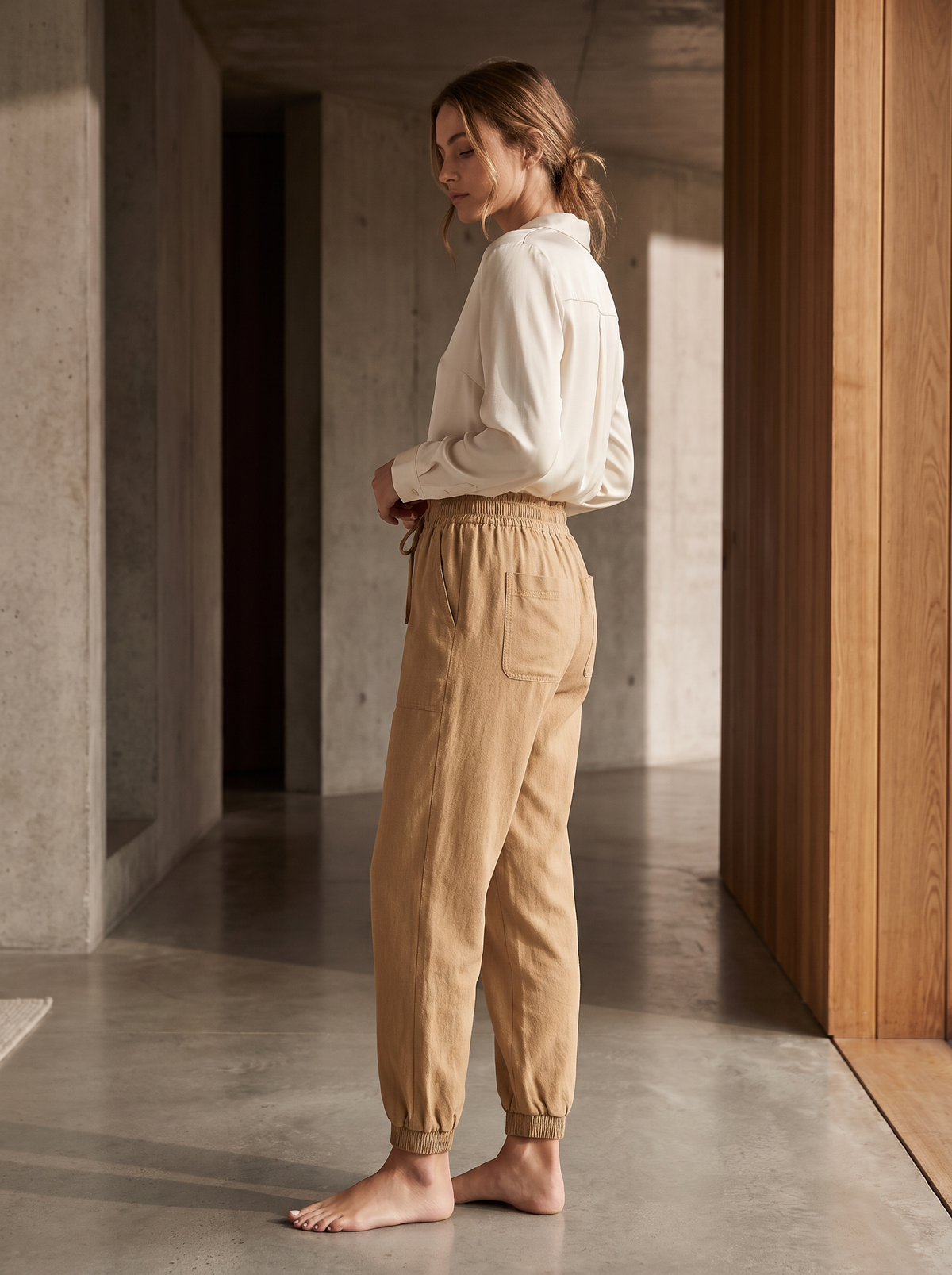 Tapered Tie Waist Trousers editorial image