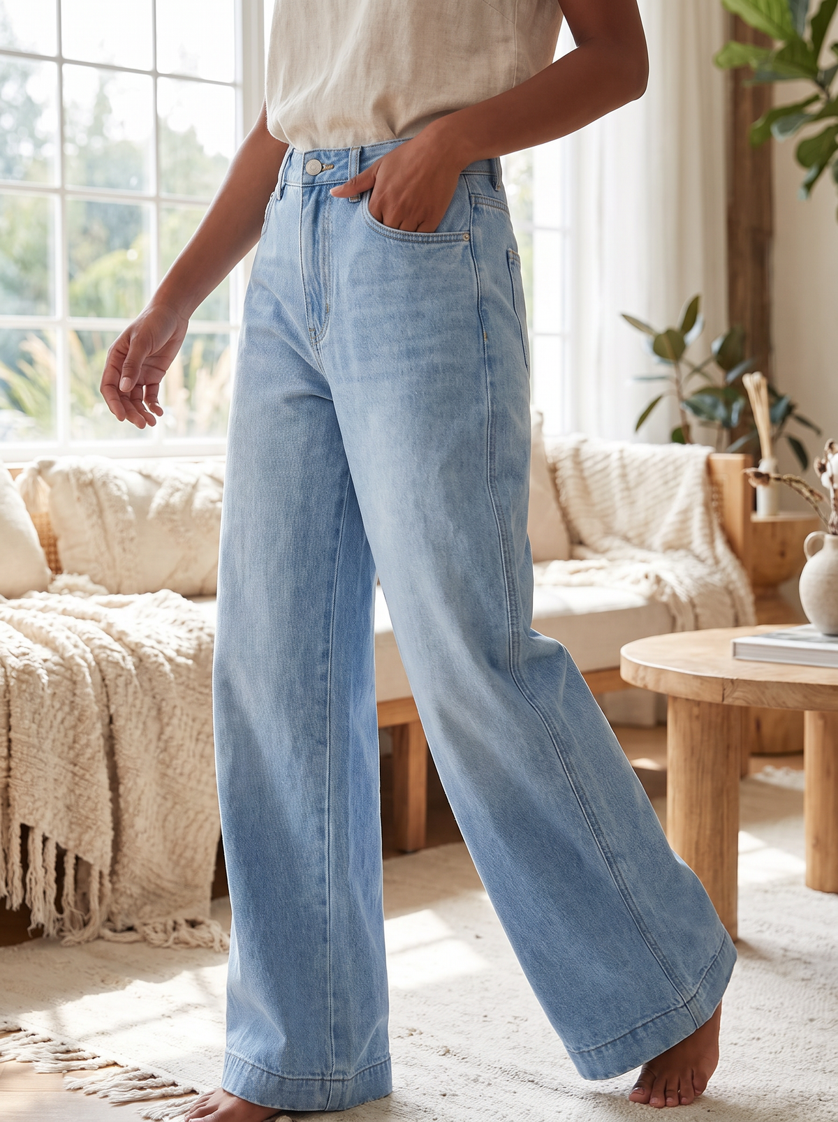 Elowen Wide Leg Jeans in use detail image