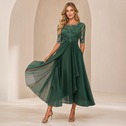 Wedding Guest Dress Lace, Midi Occasion Dress for Weddings and Anniversaries, Closed Back Tailored Cut, Sizes S to 2XL, Sayreene