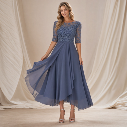 Wedding Guest Dress Lace, Midi Occasion Dress for Weddings and Anniversaries, Closed Back Tailored Cut, Sizes S to 2XL, Sayreene