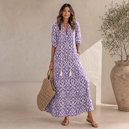 Midi Dress Women Flowy, Lightweight Summer Dress for Work and Weekend, Airy Breathable Fabric, Eight Colours, Sizes S to 3XL, Sayreene