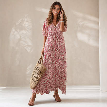 Midi Dress Women Flowy, Lightweight Summer Dress for Work and Weekend, Airy Breathable Fabric, Eight Colours, Sizes S to 3XL, Sayreene